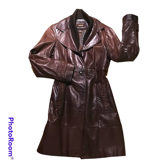 Danier Jackets & Blazers - ☀️Host Pick☀️🤎🖤Danier Brown Long Leather Winter Jacket Size Medium🖤🤎